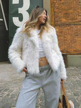 LIZAKOSHT  -  Women White Faux Fur Short Coat Elegant Lapel Collar Long Sleeve Loose Outerwear Lady New Winter Warm High Street Jacket 2025